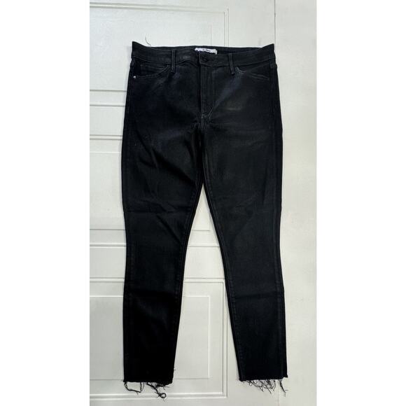 Sam Edelman Denim - Sam Edelman The Stiletto Black High Rise Skinny Ankle Jeans Womens 32 Coated Raw